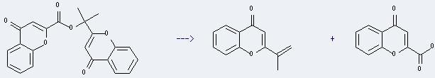 4H-1-Benzopyran-2-carboxylicacid, 4-oxo- can be prepared by 1-methyl-1-(4-oxochromen-2-yl)ethyl 4-oxochromen-2-carboxylate. The other product is 2-(1-methylvinyl)chromen-4-one